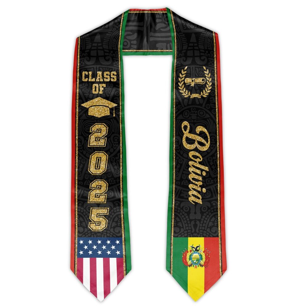 3011 Bolivia Graduation Stole Bolivians American Flag Graduation Sash Class